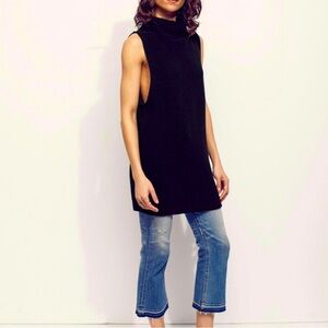 Free People Sleeveless Cowl Sweater Tunic Dress, Black, XS
